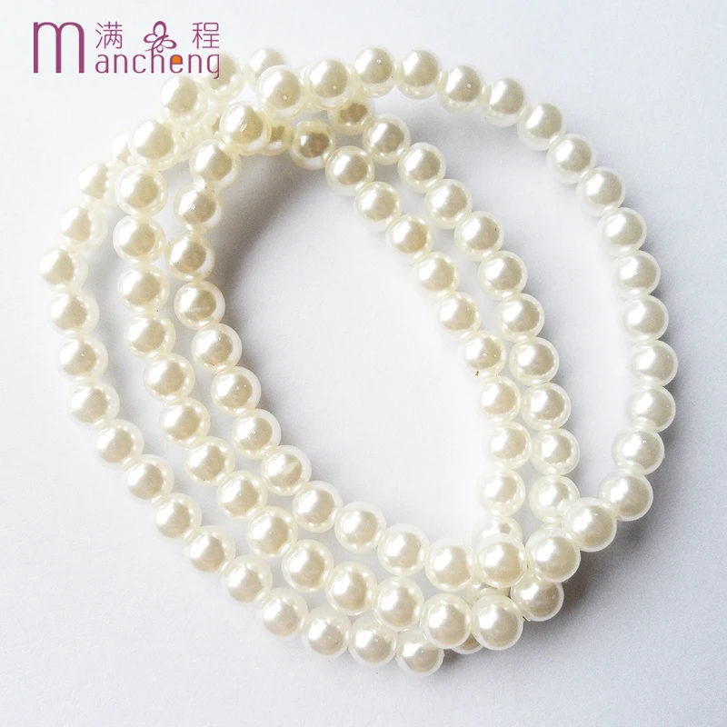 sokolov tiki Fashion 3PCS Lots New 6mm White Pearl Bracelet Stretch Imitation Pearl Bracelet Jewelry Good Quality