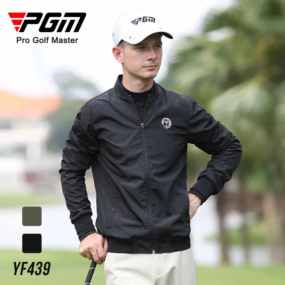 PGM Autumn Men's Golf Jacket Man Baseball Stand Collar Youth Jacket Waterproof Full Zipper Sports Coats Windbreakers YF439