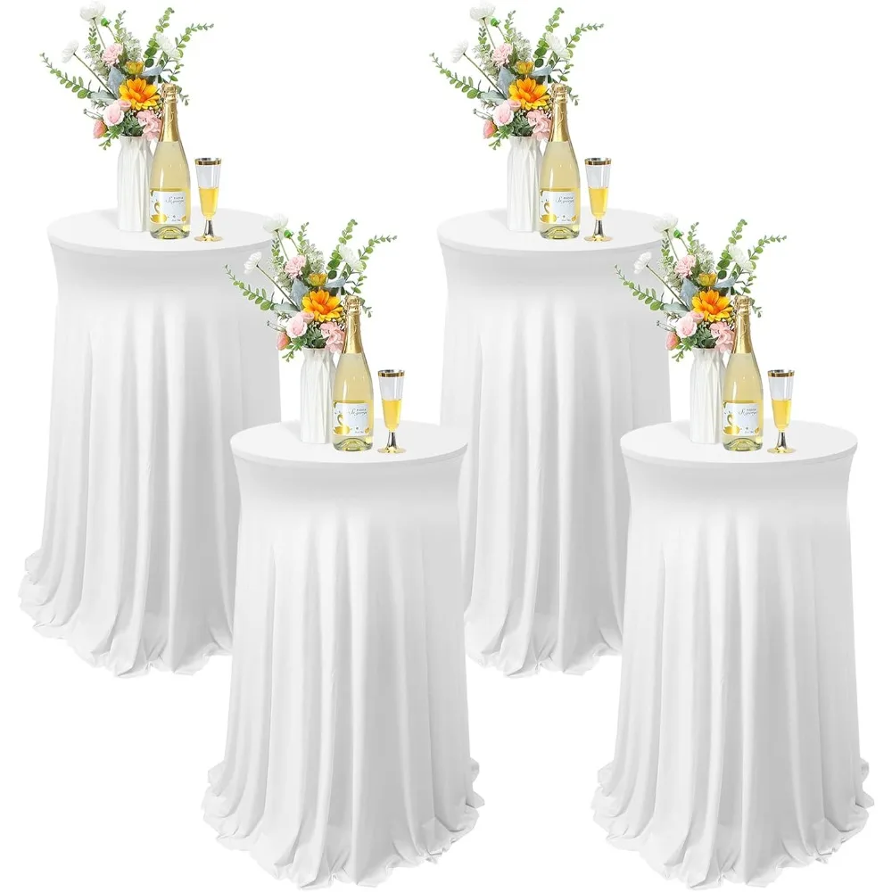

Round Spandex Cocktail Tablecloths with Skirt, 4 Packs, 32 x 43 Inch Stretch Square Table Cover