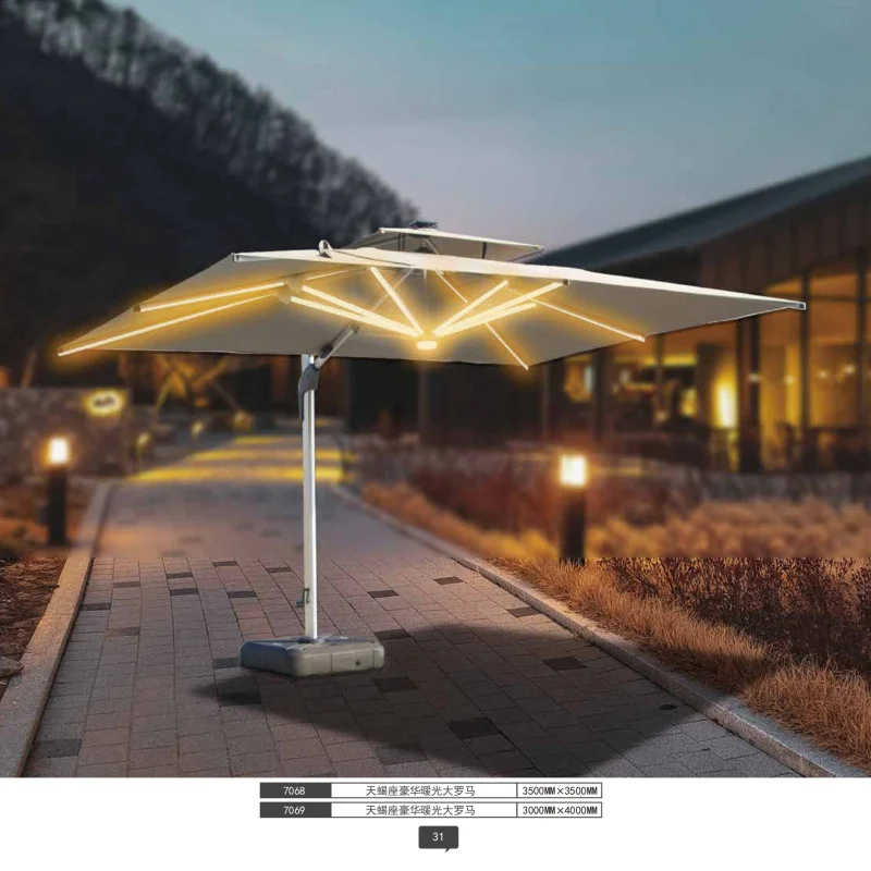 مخصص. فناء خارجي من الألومنيوم خفيف مع أثاث حديقة بتصميم روماني - مادة شراع من مادة البوليستر #6