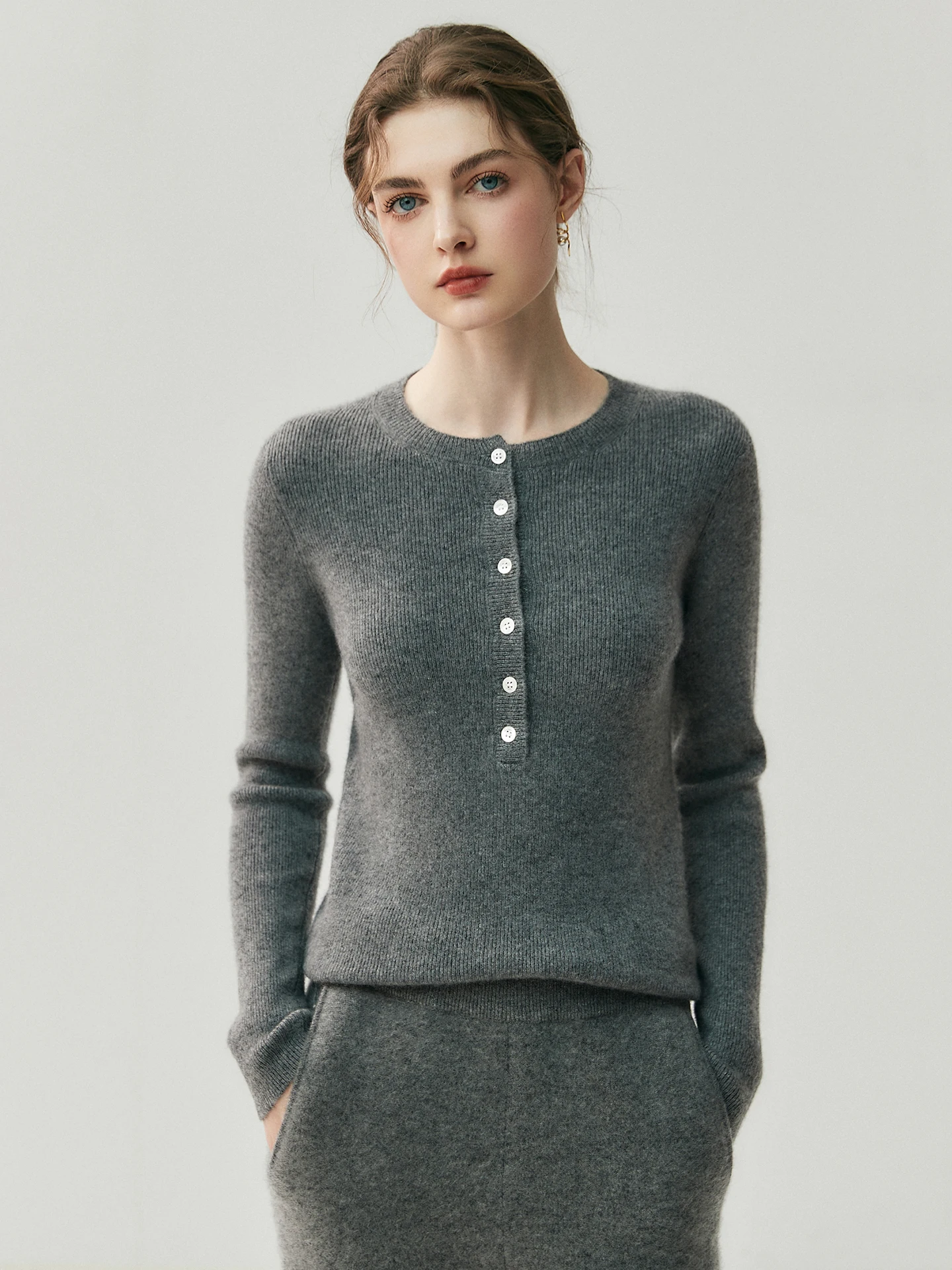 

Slim Fit Camere Sweater Women Long Sve f Button Knitted Base Layer Inner Wear irt Sli Versatile round Ne Top