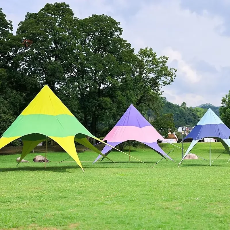 Trending Rainbow Star-Shaped Hexagonal Triangular Outdoor Canopy Tent UV Protection Sunshade Design Fits Camping