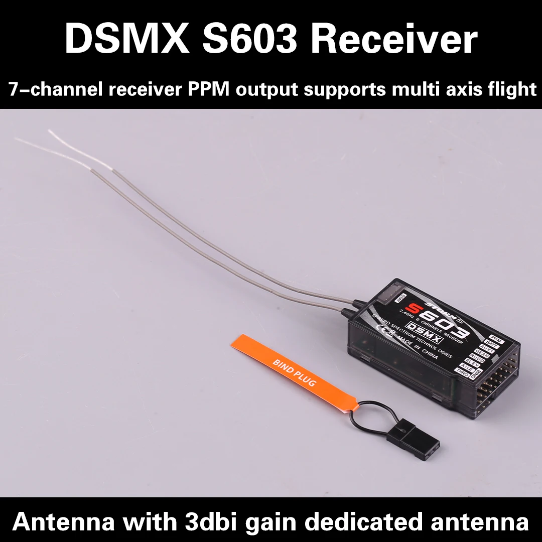 S603 6CH 2.4G Receiver COMPATIBLE WITH DX6i JR DX7 PPM Quadcopter for Helicopters Quardcopters RC Airplane DSMX