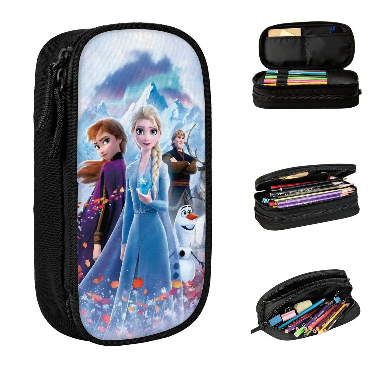 

Frozen Elsa Princess Pencil Case for Kids Double Layer Pencil Bag Make Up Bag