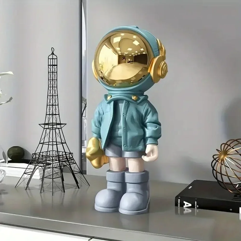 Creative Astronaut Figurine Modern Spaceman Ornament Desktop Statue Home Decor for Living Room Bookcase Office Shelf Gift