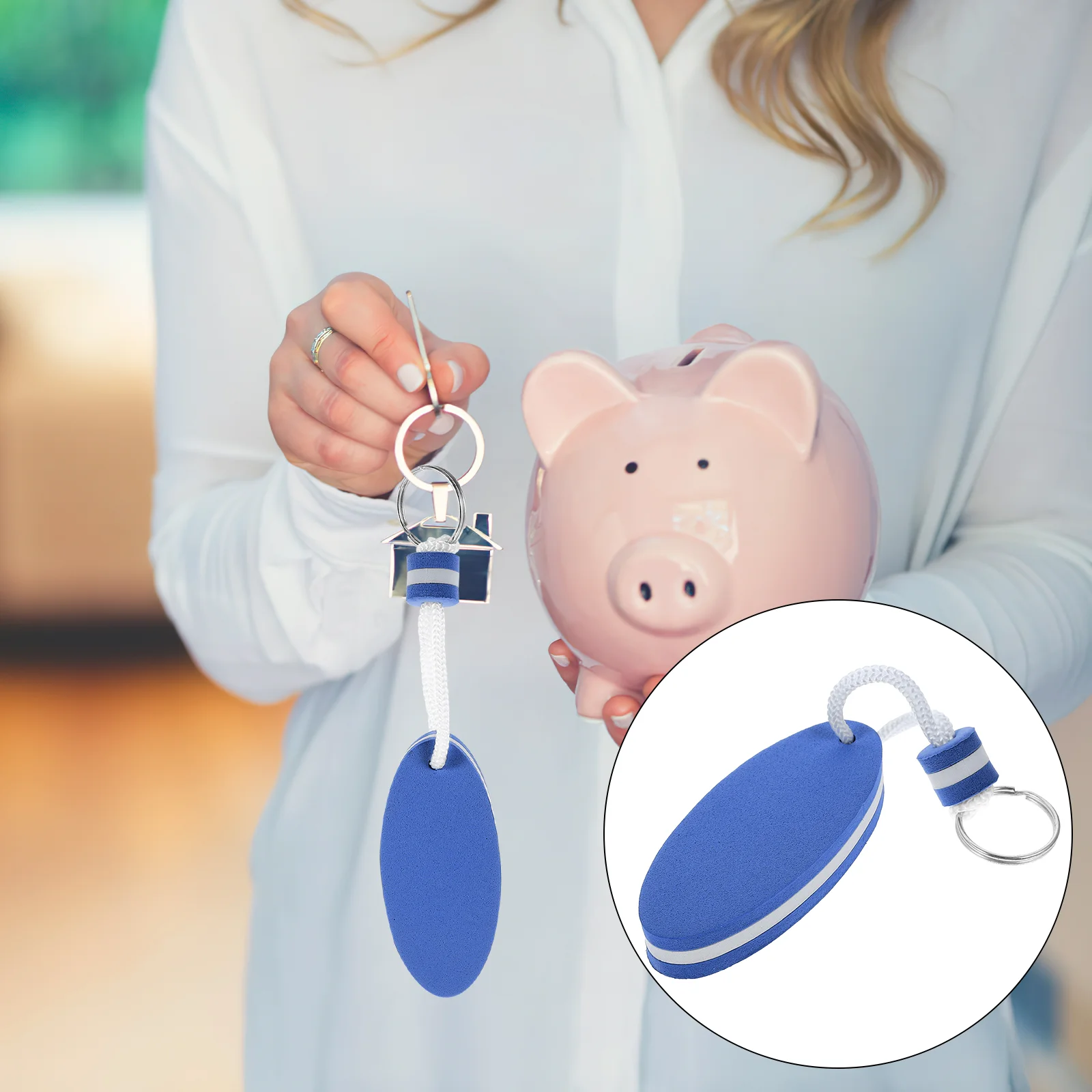 6 Pcs Keychain Oval Eva Floating Water Foam 6pcs (blue) Keychains Small Ring Keys