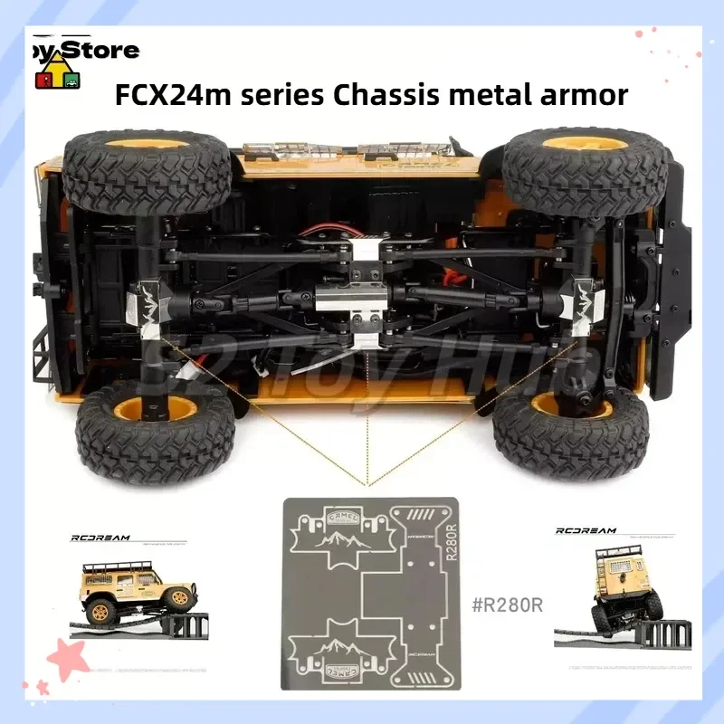 Piastra di Protezione Inferiore in Metallo Rcdream per Telaio e Assale, per Auto RC Crawler Fcx24m Camel Cup Defender Discovery Range Rover