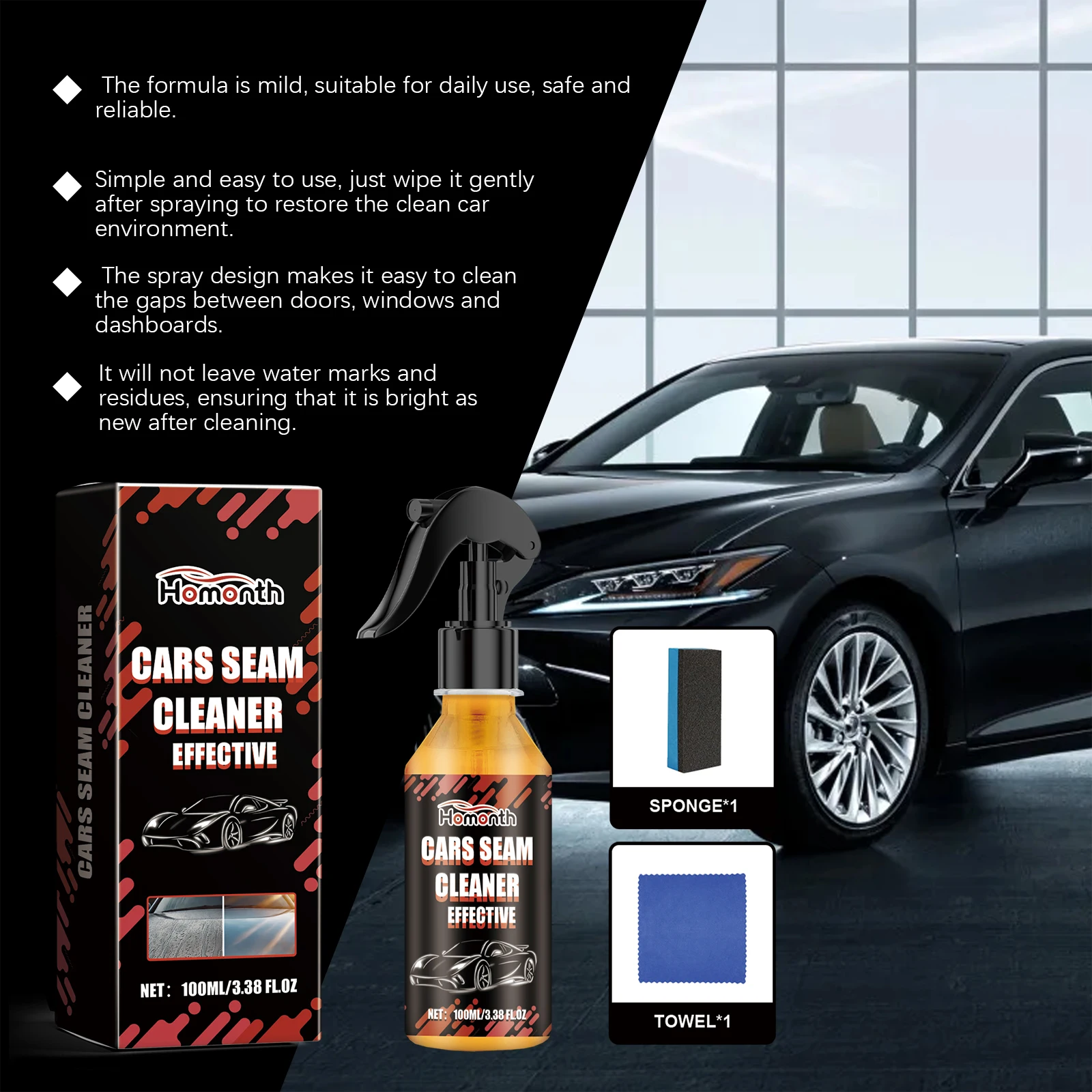 Cars Seam Cleaner Car Water Stain remover Oil Remover Mild Care Car Paint Gap Car Cleaning Supplies