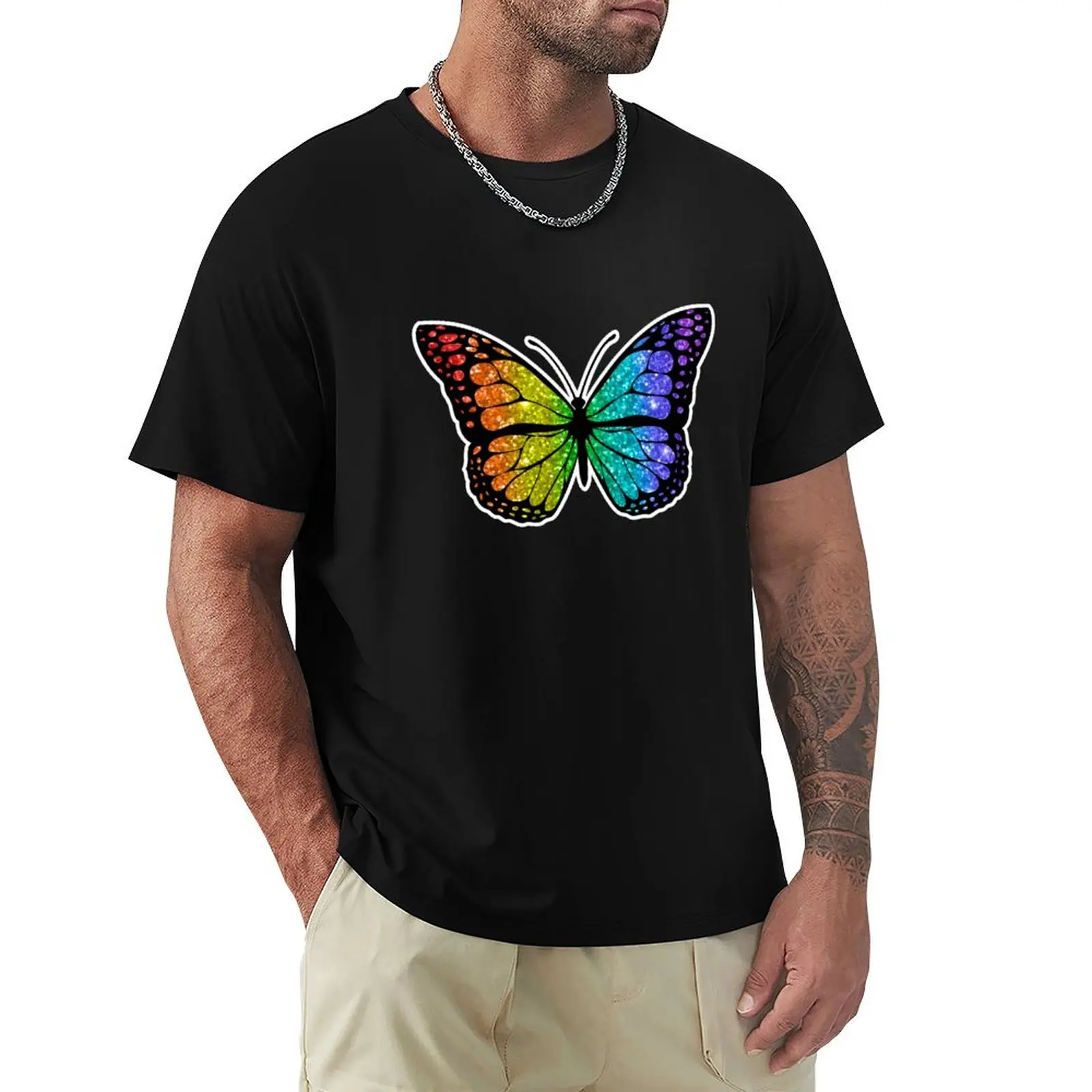 

Neon Rainbow Sparkle Butterfly T-Shirt Louboutins shirts graphic tees plus size tops kawaii clothes mens shirts graphic tee