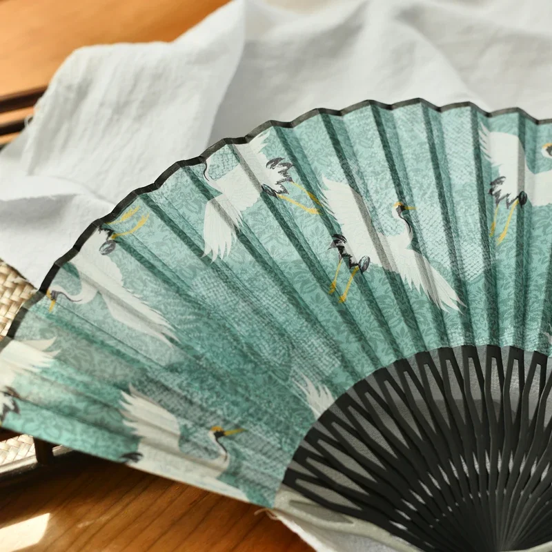 Antique Aluminum Alloy Folding Fan for Men and Women's Chinese Style Folding Fan Carrying Hanfu Qipao Dance Show Classical Fan