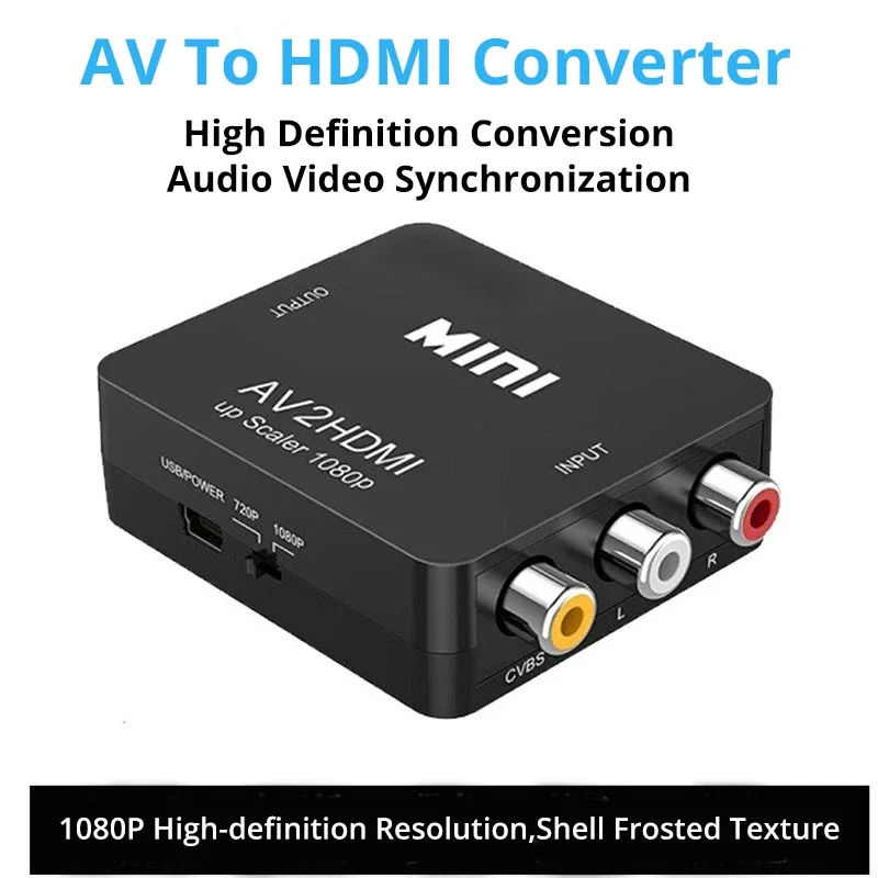 HDMI To AV RCA Adapter HDMI Converter MINI Box RCA AV CVSB LR Video Composite AV Scaler Converter For PC HDTV Projector