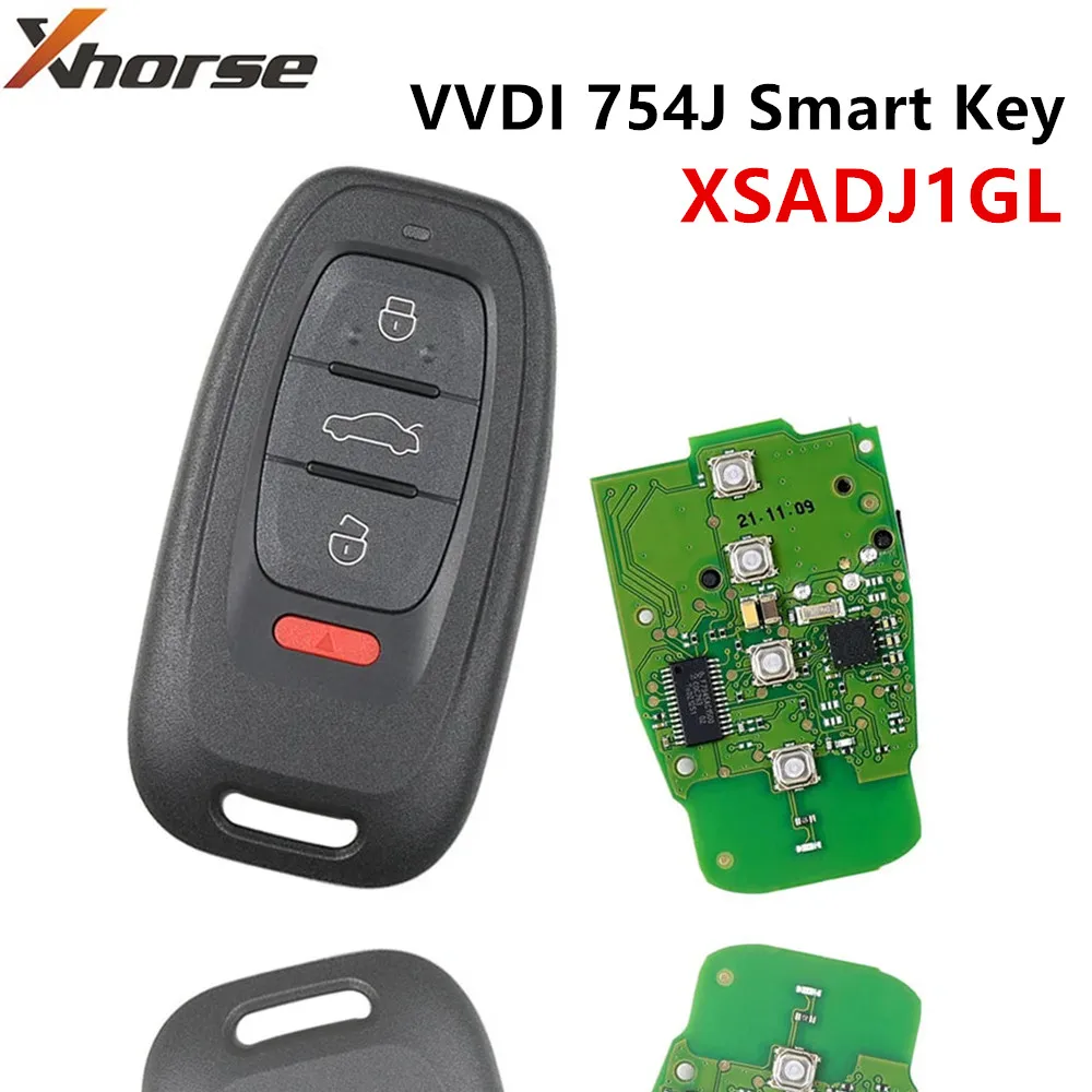 Xhorse XSADJ1GL VVDI 754J Smart Key for Audi 315/433/868MHZ A6L Q5 A4L A8L with Key Shell