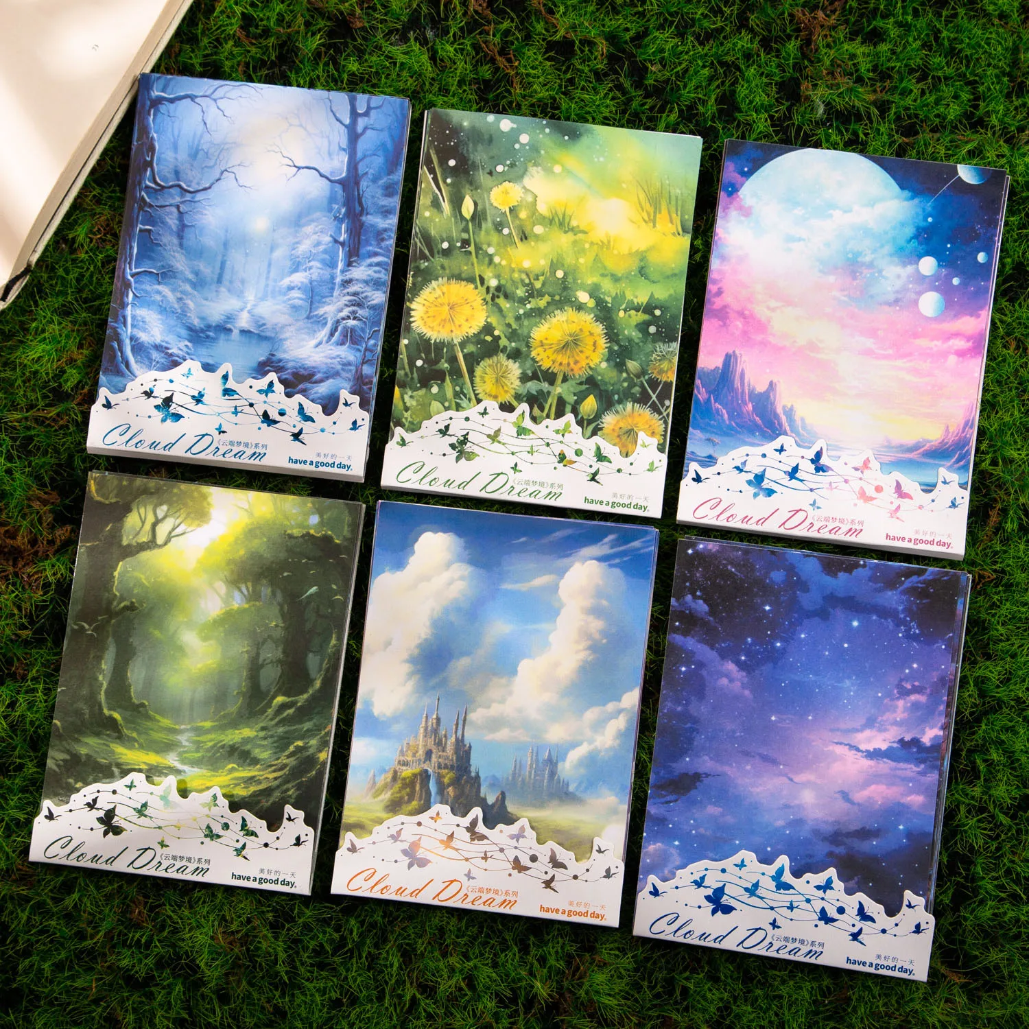 Cloud Dream Series Washi Stickers, 15 Pcs/Pack, Special Oil Printing, INS Scenery Journal DIY Decorative Base Stickers