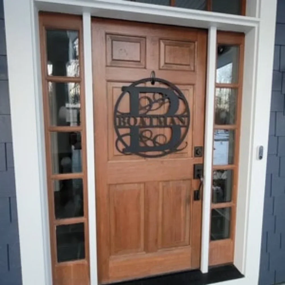 

Custom Family Name Metal Sign Initial Monogram Door Hanger Last Name Wall Art Decor Modern Home Charm Indicator Sign