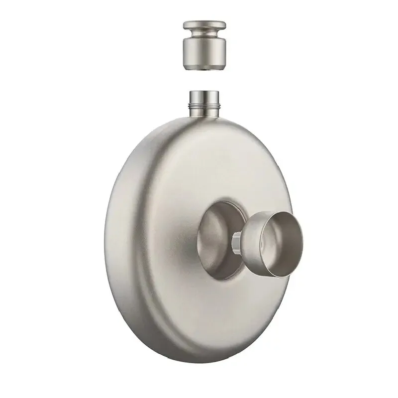 Keith Titanium Flask Set with Leather Case & Detachable Funnel - Lightweight, Anti-corrosion, Outdoor Whiskey Hip Flask