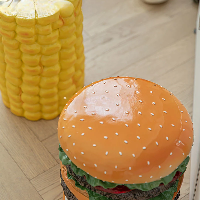 Nordic Creative Hamburger Stool Chair Corn Stools Home Decoration Statue Furniture Living Room Resin Funny Ornament Coffee Table