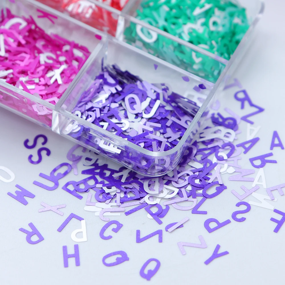 Iridescent Letter Sequins Epoxy Resin Filling Multicolor English Alphabet Glitter Flakes Resin Shaker Fillers DIY Jewelry Making
