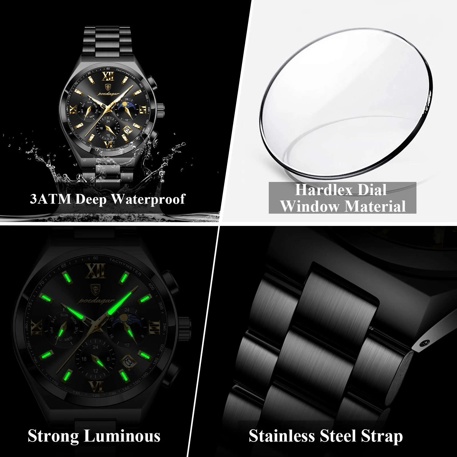 POEDAGAR Moda Lüks Erkek Kol S - Smartwatch Luxury Watches For Men incelemesi ve fiyatı