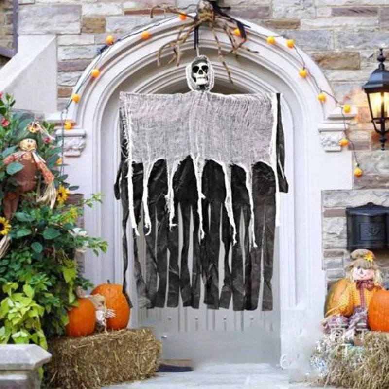 Halloween Theme Skeleton Ghost Hanging Decoration Stretchy Grim Reaper Horror Props Haunted House Halloween Party Decorations