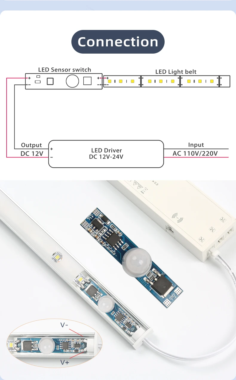 12V/24V Intelligenter Automatischer Ein/Aus-LED-Beleuchtungs-PIR-Infrarot-Bewegungsmelder – Detail 5