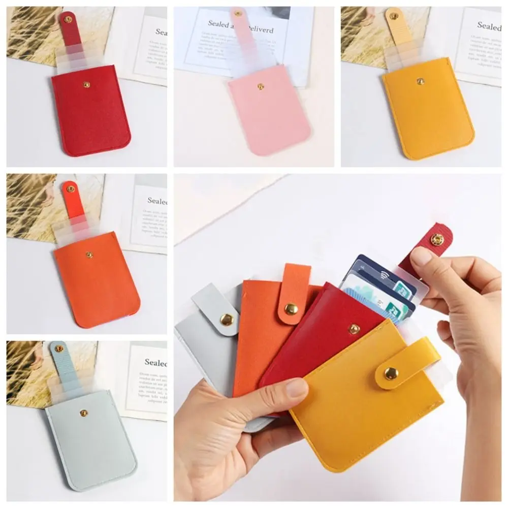 

PU Leather Pulling Card Holder Multi-position Small Purse Wallets Women Card Case Students Bus Card Holder Card Storage