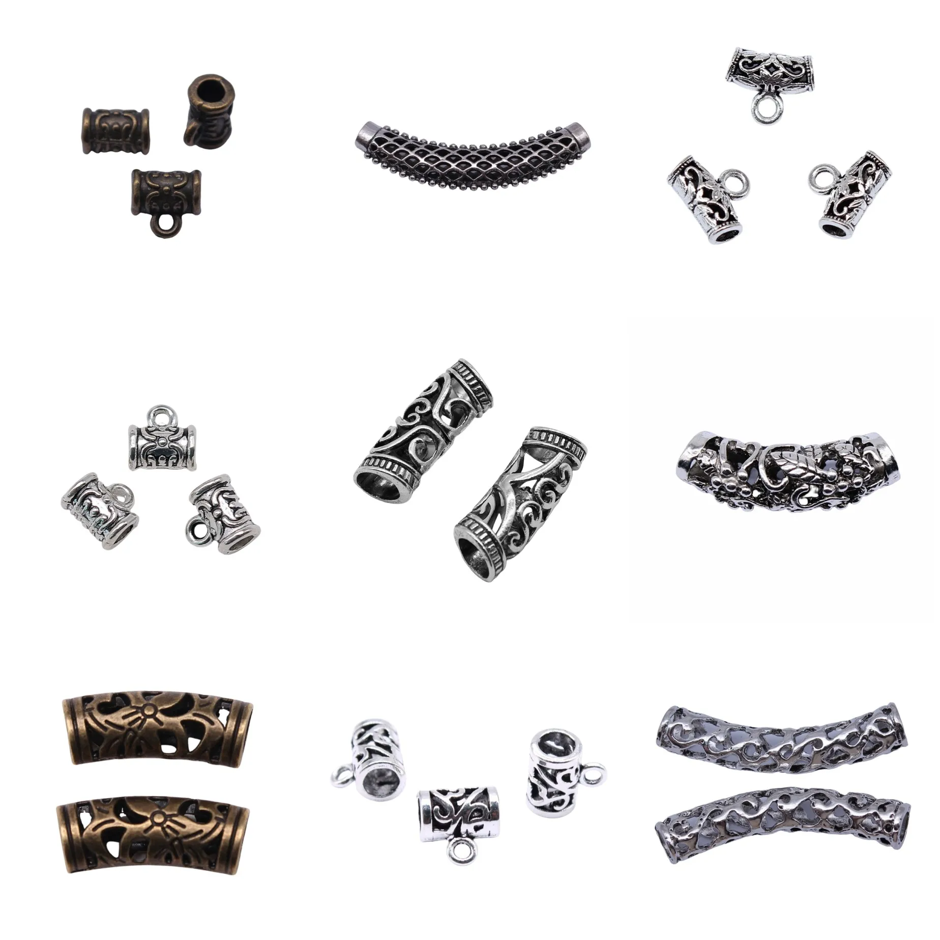 Antique Silver Color Curved Tube Pendant Bail Connectors Findings For Bracelet Necklace DIY Jewelry Making Craft Bulk