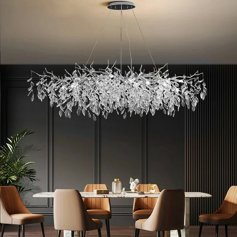 Luxury Modern Crystal Ceiling Chandelier Led Pendant Lamp Dining Living Room Bedroom Home Decor Silvery Wall Light Hanging Light