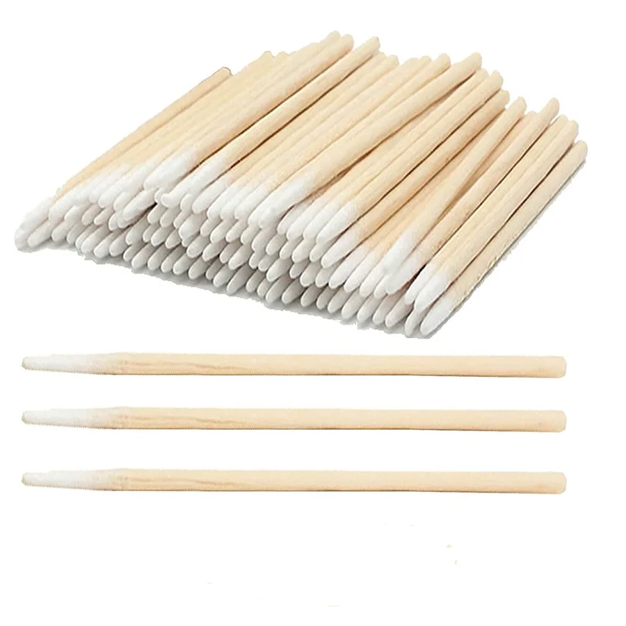 100pcs Disposable Ultra-small Bamboo Cotton Swab Brush Lint Free Micro Wood Makeup Brushes Eyelash Extension Glue Removing Tool