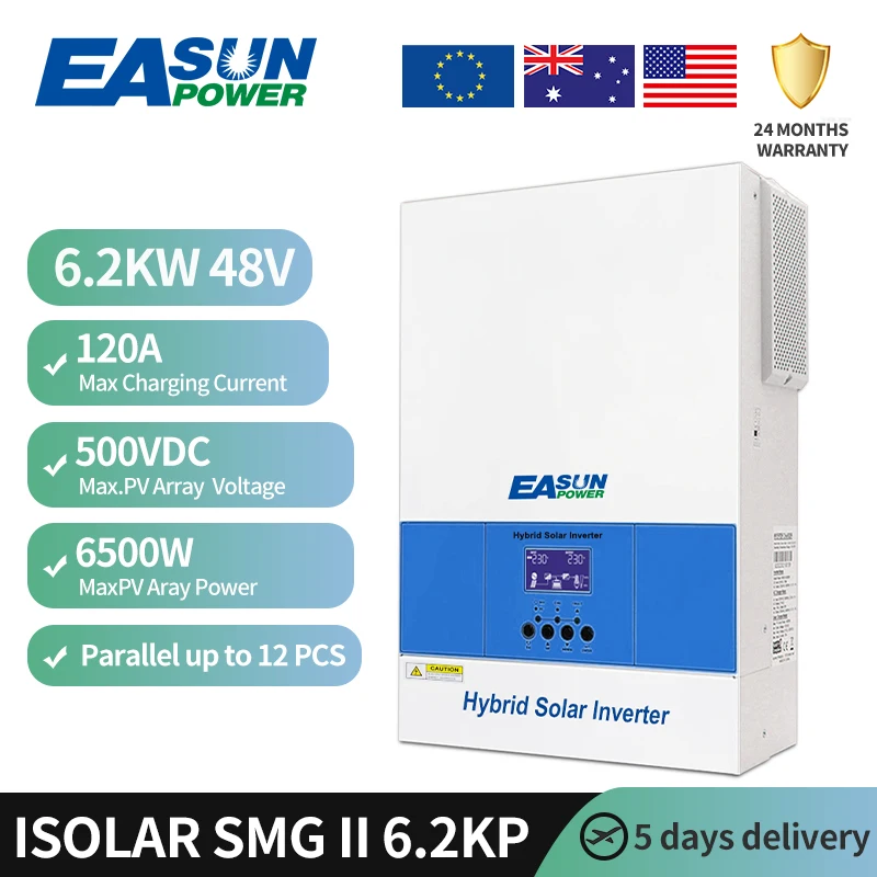 Low Frequency 6200w Single Phase Hybrid Solar Inverter Pure Sine Wave 220vac 48vdc 6.2KW Off Grid MPPT Inverter