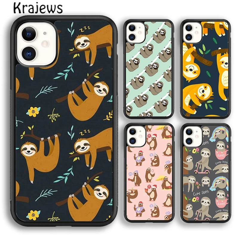

Krajews Sloths floral Style Soft Phone Case Cover For iPhone 17 Air 16 15 14 plus 11 12 13 pro max Plus coque Fundas