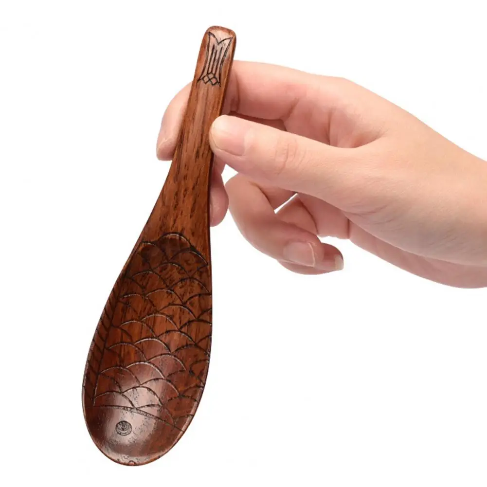 Children Spoon Eco-friendly Wooden Spoon Solid Texture Tableware  Reliable Coffee Tea Stirring Wooden Spoon