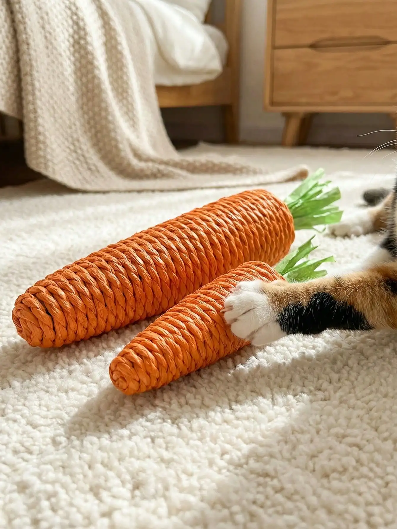 1pc Carrot Shaped Interactive Cat Toy, Made Of Sisal Rope, Helps Cats Scratch, Bite And Grind Teeth. Filled With Sand To Make Sounds, Attracting Cats. Available In Large And Small Sizes, Suitable For  image 4