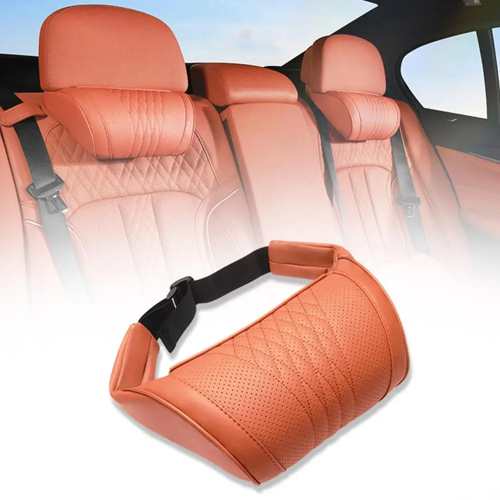 Luxuriöses Leder-Auto-Kopfstützenkissen, Nackenstützkissen aus Memory-Schaum, atmungsaktives Sitz-Kopfstützenkissen für Mercedes BMW – Detail 7