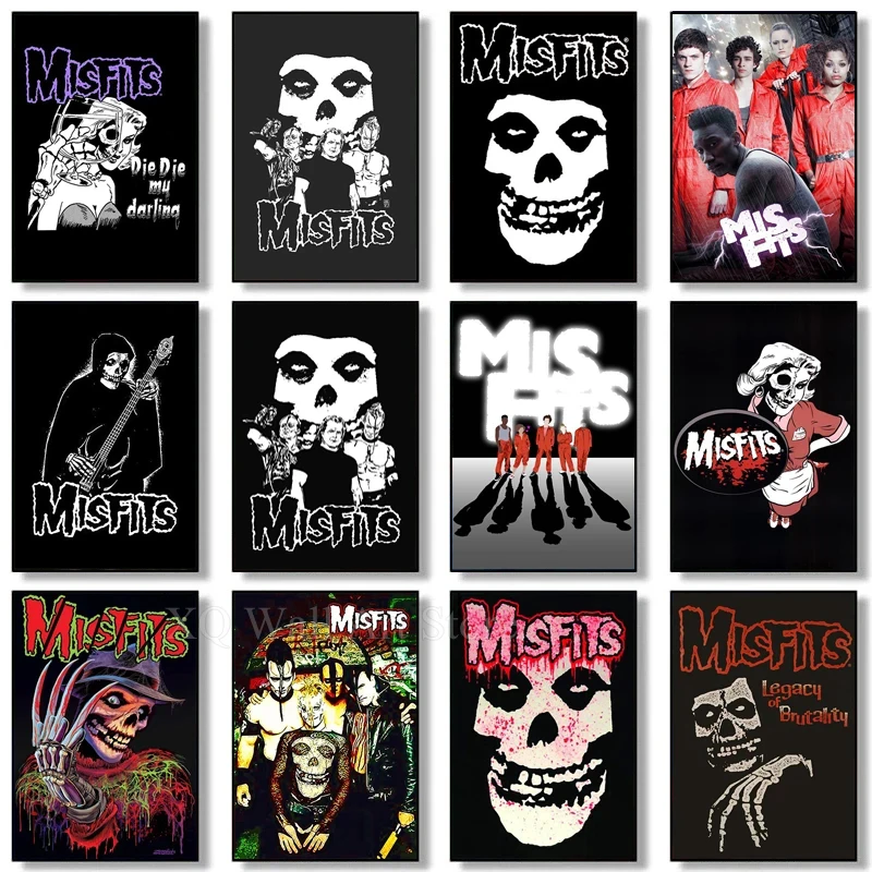 Misfits Hot Poster Horror Punk Rock Music Canvas Painting Wall Art Picture Retro Posters Prints for Bedroom Bar Club Home Dec