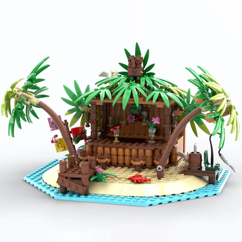 New 453PCS medieval Pirate Series MOC Pirate bay Tiki bar island model DIY creative ideas child Toy birthdayGift building blocks