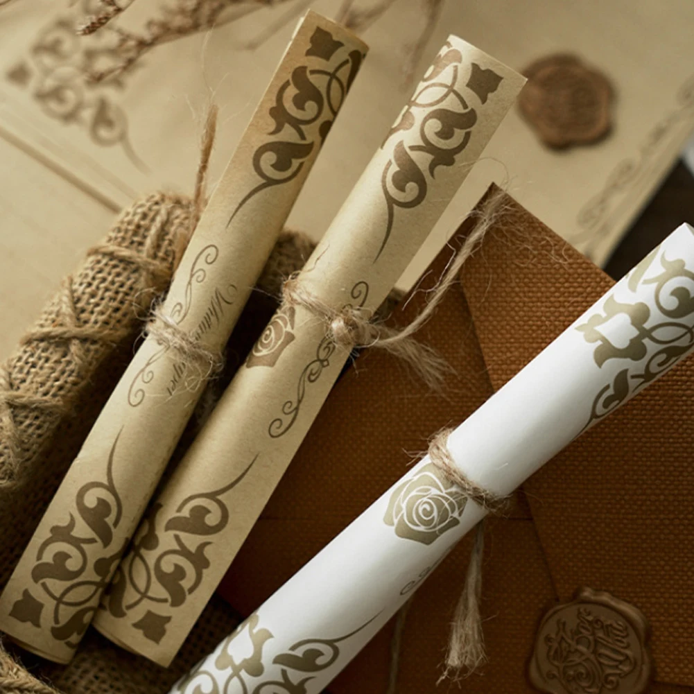 16pcs Envelope Set 3pcs Linen Patterned Invitation Envelope 3pcs Wax Seal Stickers 10pcs Kraft-colored Borderless Stationery