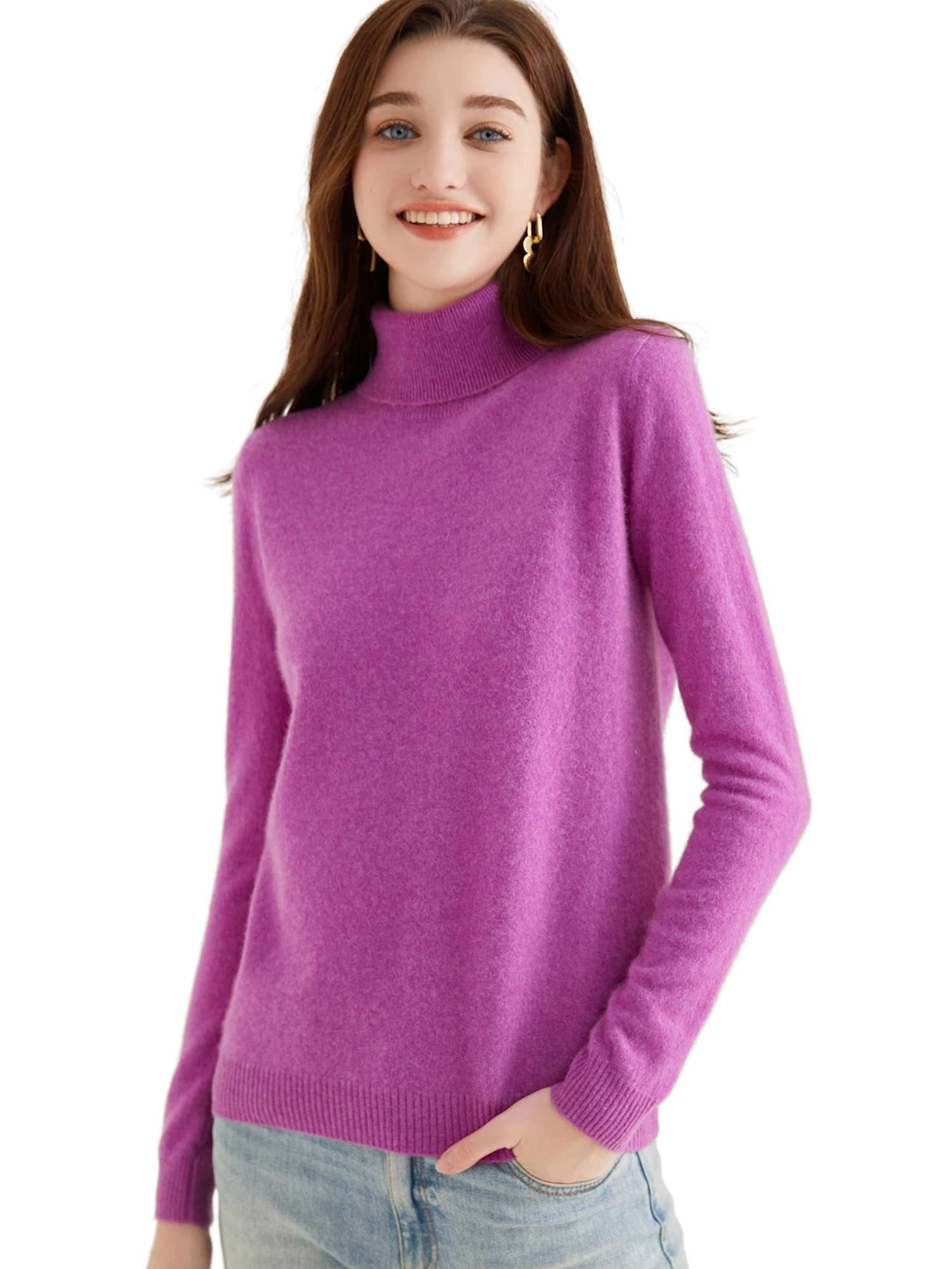 Maglione da donna maglione di Cashmere donna maglieria a collo alto in lana 100% Cashmere top pullover a maniche lunghe maglioni abbigliamento