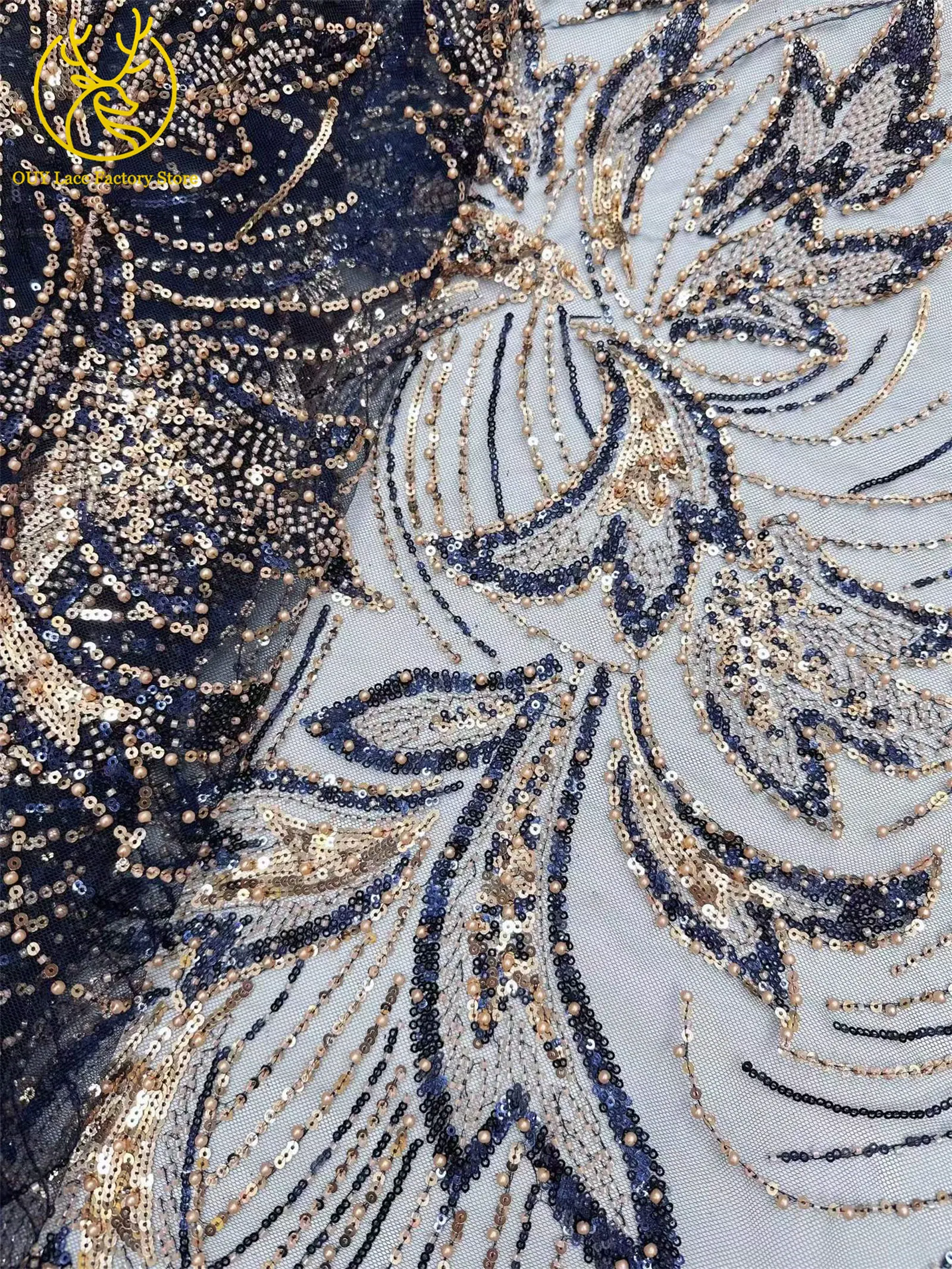 5 Yards luxuriöser afrikanischer Spitzenstoff 2026, hochwertiger französischer Pailletten-Spitzenstoff für nigerianisches Nähen von Brautkleidern – Detail 11