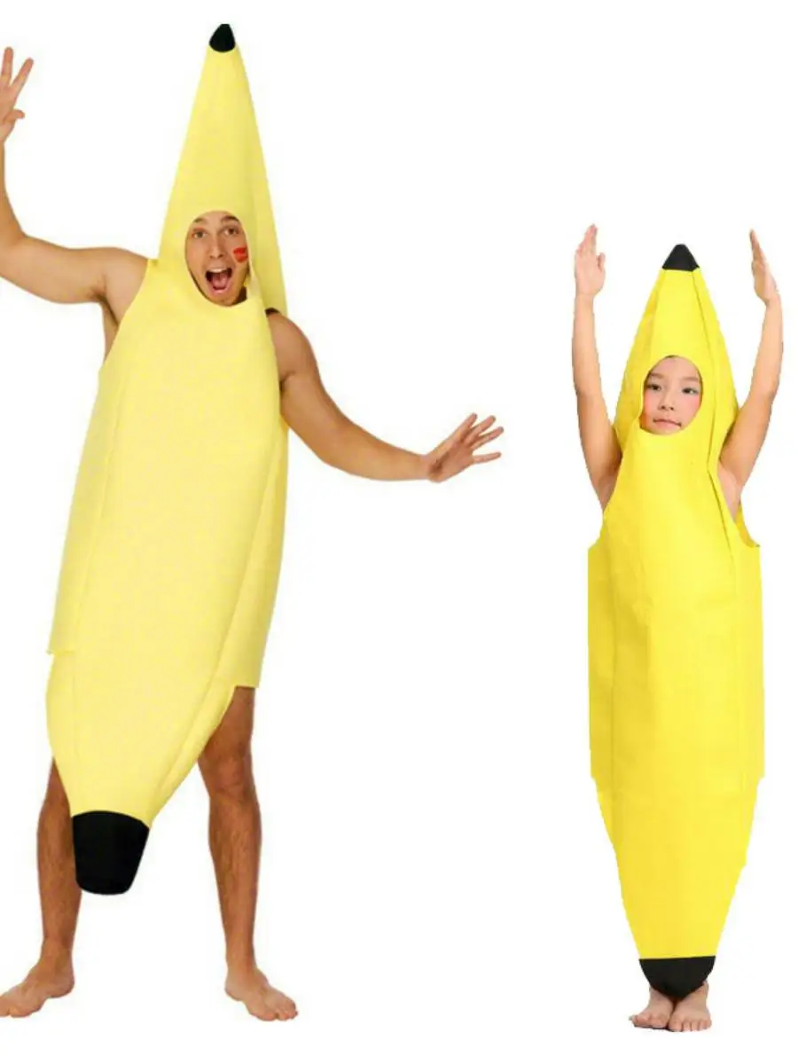 Costume di scena Banana Fruit Bambini Adulti loween Par ex Non tessuto Divertente vestito da spettacolo Abbigliamento da palcoscenico nazionale sei uno