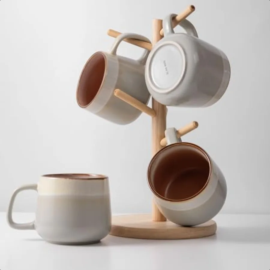 

Ceramic Coffee Mugs Set of 4 12 oz Stoneware Coffee Cups with Comfortable Handle for Latte Tea Cappino Cocoa Microwave and Dish