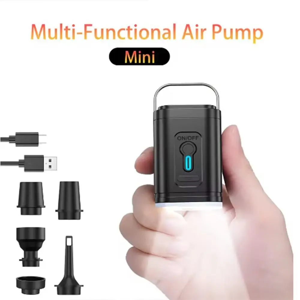 3 in 1 Mini Electric Air Pump USB Charging Quick-Fill Quick Inflate/Deflate Pump Durable with LED Light Wireless Air Compressor