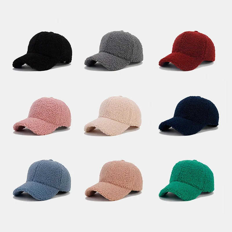 

Artificial Lamb Wool Hats Women Autumn Winter Baseball Cap Men Keep Warm Cap Plush Baseball Caps Spring Baseball Cap Sunshade