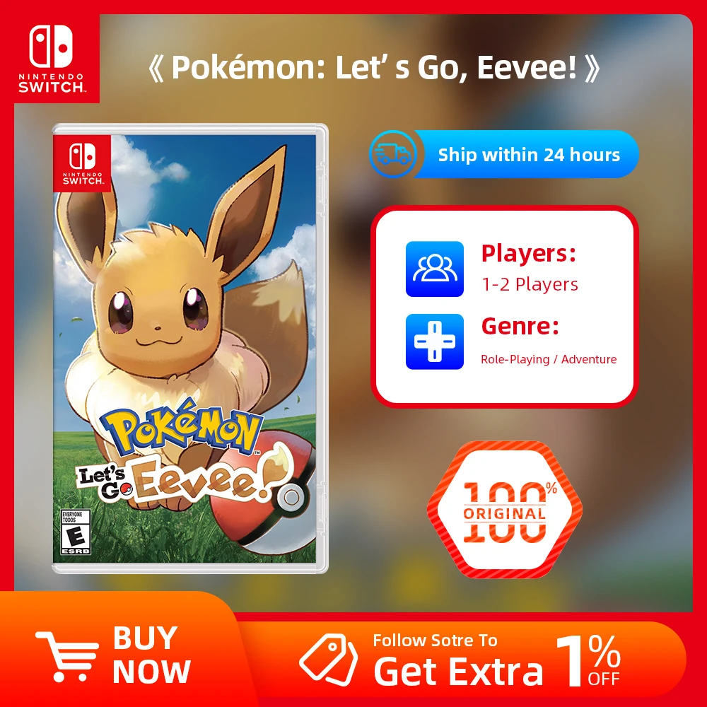 Nintendo Switch Game - Pokemon Let’s Go , Eevee - Original Physical Game Card for Nintendo Switch OLED Lite Game Console