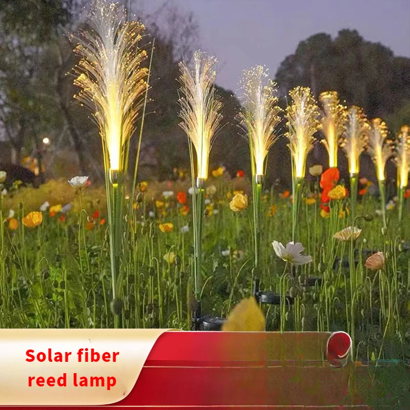 Hot Sale Solar Fiber Reed Lamp Grass Lamp Flat Lamp Outdoor Landscape Courtyard Decorative Lamp