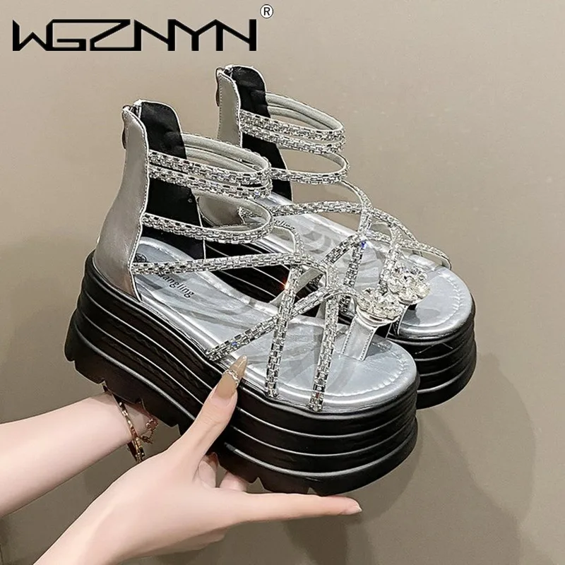 2025 موضة عبر حزام إسفين كعب الصنادل امرأة الصيف مكتنزة منصة أحذية خفيفة شبشب نسائي سميكة القاع الشرائح الوجه يتخبط #6