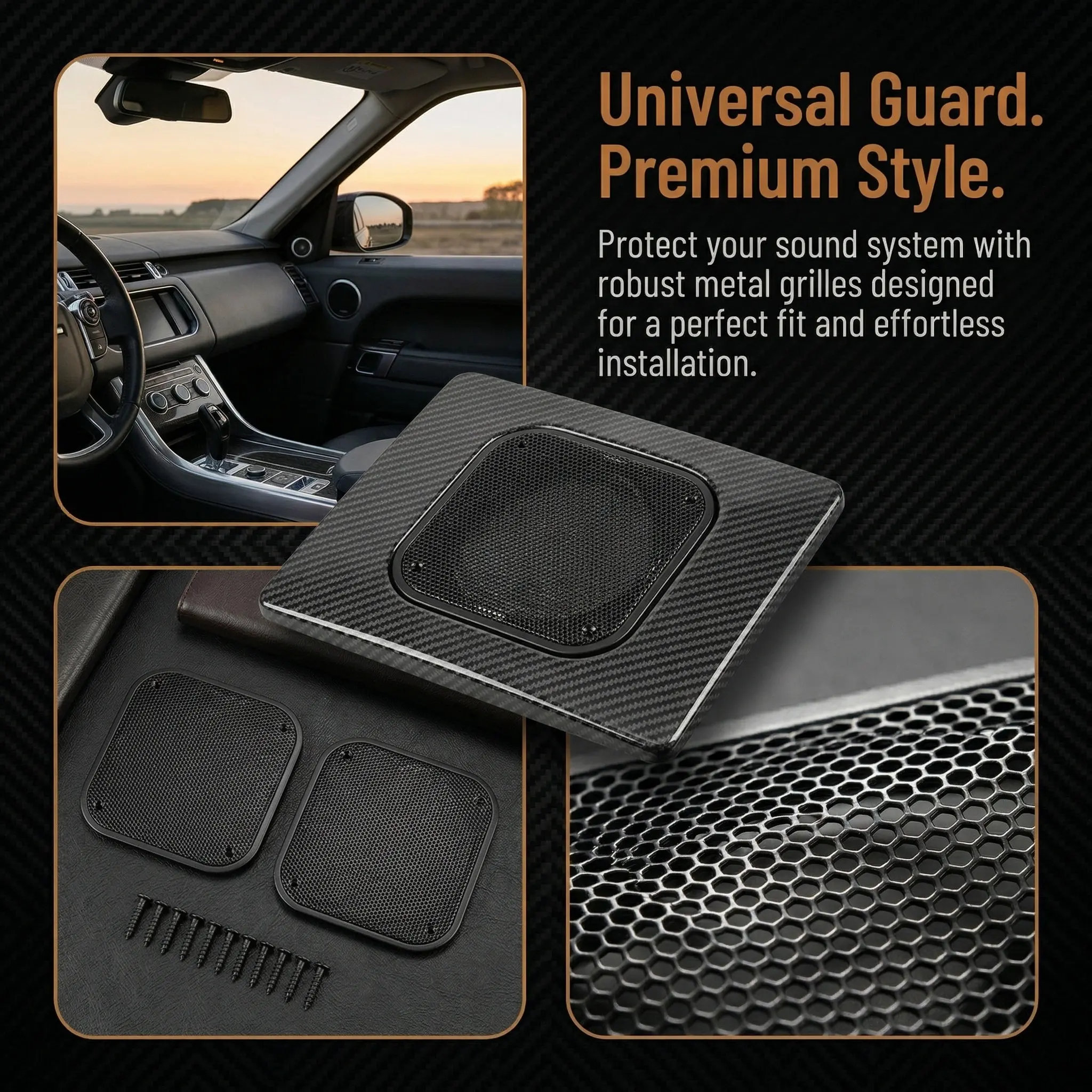 2Pcs Square Speaker Grill for Car 4 Inch Speakers Robust Metal Build Scratch Resistant Polished Finish Easy DIY Installation
