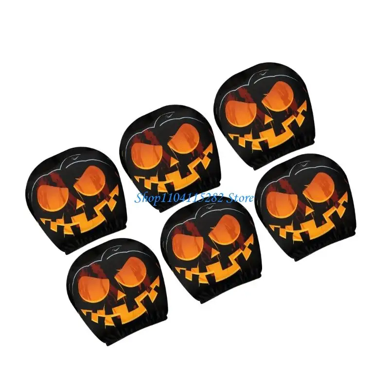 

Lively Evil Pumpkins Design Car Headrest Covers Polyester Fabric Wear Machine Washable Car Pillowcase for Long Trip