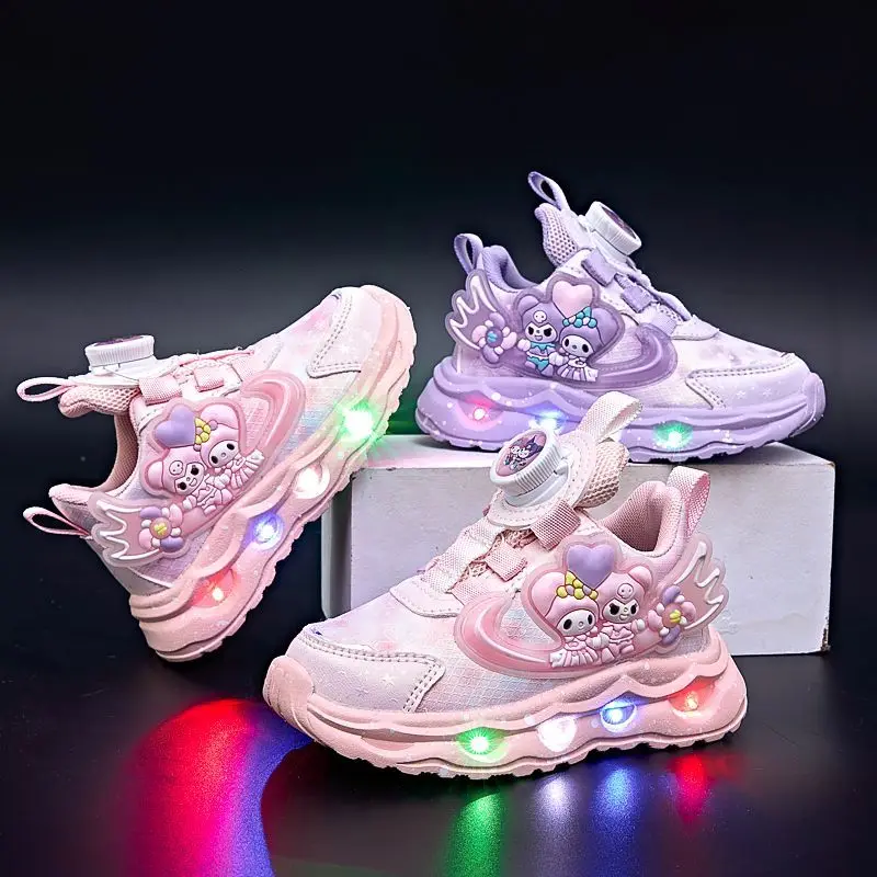 

Sanrio Kuromi My Melody Girls Led Lights Sneakers New Cute Spring Autumn Cartoon Board Shoes Outdoor Sports Casual Shoes