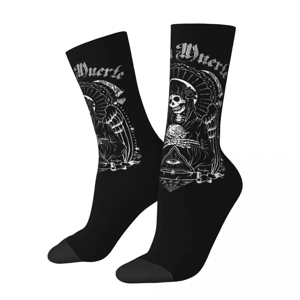 

Autumn Winter Harajuku Women Men Holy Death Santa Muerte Skull Socks Horror Halloween Sweat Absorbing Middle Tube Socks