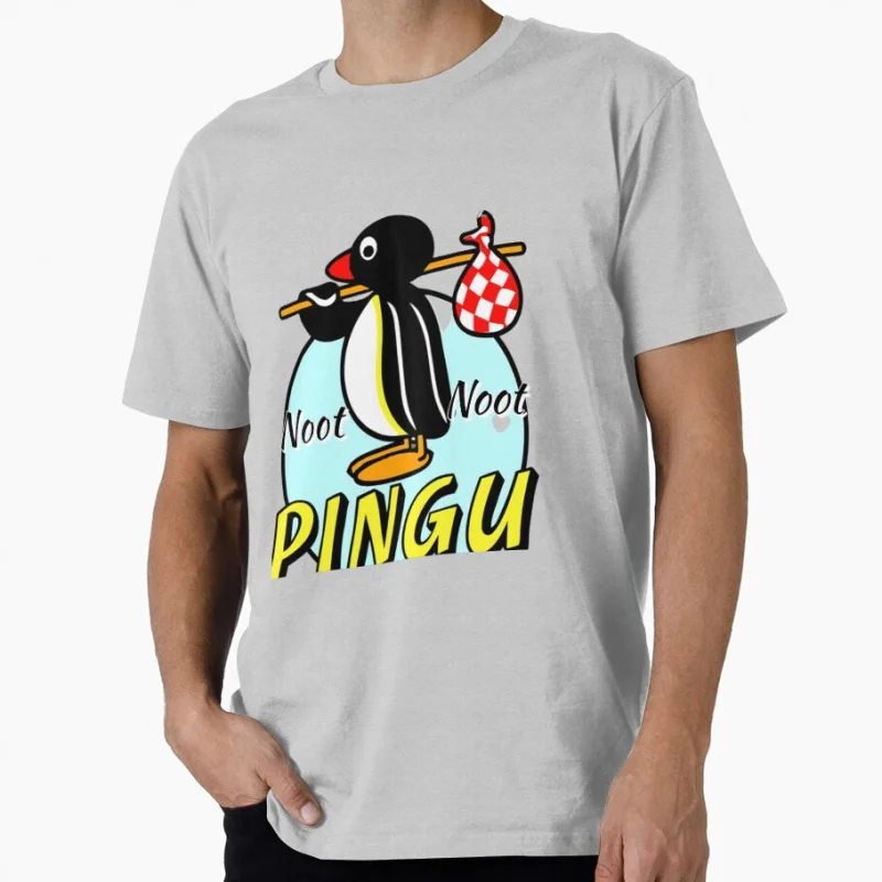 

Noot Noot Pingu meme Gift t shirt for man 1221 Cute penguin Graphic clothes All size tops S-6XL Funny cartoon Tee